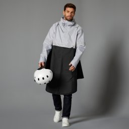Poncho ploaie 540 EPI vizibilitate noapte ciclism oraș Negru-Gri