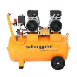 Compresor aer Stager Air 27DS50, 50L, 8bar, 270L/min, monofazat, angrenare directa, silentios