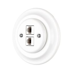 Bohemia-Design - Priză de rețea retro din porțelan cu ramă, 2x CAT5e, alb