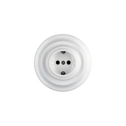 Priză de perete retro din porțelan cu ramă SCHUKO 250V/16A, albă - Bohemia-Design