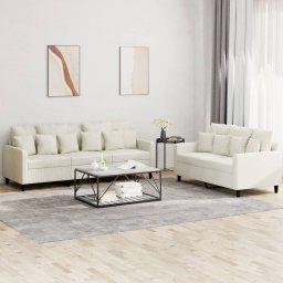 Set de canapele cu perne, 2 piese, crem, catifea GartenMobel Dekor