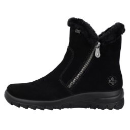 Ghete dama, Rieker, L7162-00-Negru, casual, piele intoarsa, impermeabil, imblanite, cu talpa joasa, negru (Marime: 37)