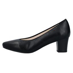 Pantofi dama, Rieker, 44650-01-Negru, casual, piele ecologica, cu toc, negru (Marime: 38)