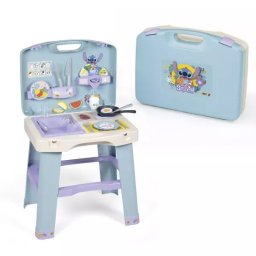 Smoby: Bucătărie mică pliabilă Stitch cu 20 de accesorii