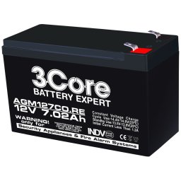 Acumulator AGM VRLA 12V 7Ah pentru sisteme de securitate, terminal F1, 3Core