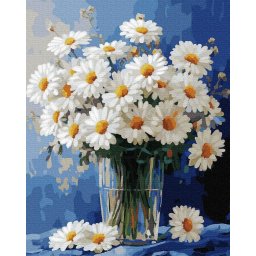 Set pictura pe numere, cu sasiu, Margarete pe cer, 40x50 cm
