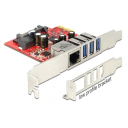 PCI Express cu 3 x USB 3.0 + 1 x Gigabit LAN externe, Delock 89382