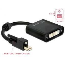 Adaptor mini Displayport 1.2 la DVI prindere cu surub T-M 4K Activ, Delock 62639