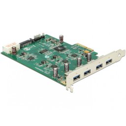PCI Express Card cu 4 x USB 3.0 externe Quad Channel, Delock 89325