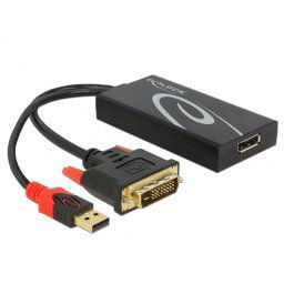 Adaptor DVI-D la Displayport 4K 30 Hz T-M + alimentare USB, Delock 62596
