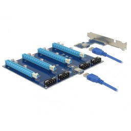 Riser Card PCI Express x1 la 4 x PCIe x16 + cablu USB 60cm, Delock 41427