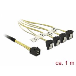 Cablu Mini SAS HD SFF-8643 la 4 x SATA unghi 1m, Delock 85685