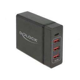 Incarcator universal 60W IEC C8 la USB-C PD + 3 x USB-A, Delock 63974
