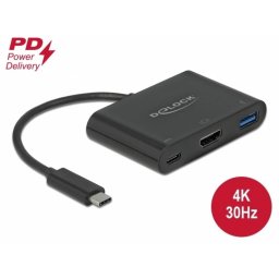 Adaptor USB-C 3.1 la HDMI 4K@30 Hz + 1 x USB-A BC1.2 + 1 x USB-C PD (Power Delivery), Delock 64091
