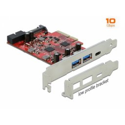 PCI Express cu 1 x USB-C + 2 x USB-A externe + USB 3.0 Pin Header, Delock 90492