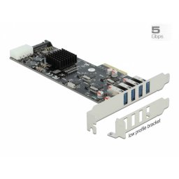 PCI Express cu 4 x SuperSpeed USB (USB 3.2 Gen 1) USB-A Quad Channel LPFF, Delock 89008