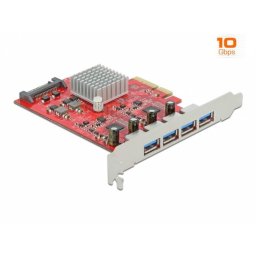 PCI Express cu 4 x SuperSpeed USB 10 Gbps (USB 3.2 Gen 2) USB-A externe, Delock 90481