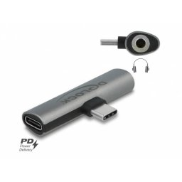 Adaptor audio USB type C la jack stereo 3.5mm + USB-C PD 60W T-M, Delock 64186