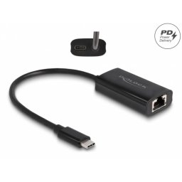 Adaptor USB 3.2 Gen1 type C la Gigabit LAN + PD 100W, Delock 61026