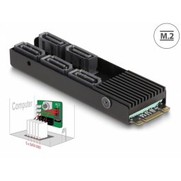 Convertor M.2 2280 Key B+M la 5 x SATA cu racire, Delock 64051