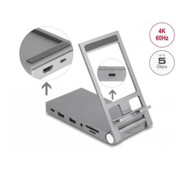 Docking station USB type C la HDMI/USB/Hub/ SD+Micro SD PD 3.0 60W + stand, Delock 88199