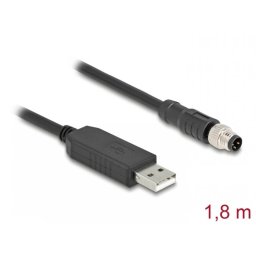 Cablu USB-A la M8 RS-232 A-coded 3 pini FTDI 1.8m, Delock 64258