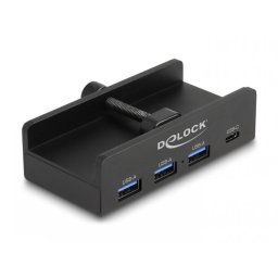 HUB USB-A 5Gbps la 3 x USB-A/1 x USB Type C montare monitor Negru, Delock 64284