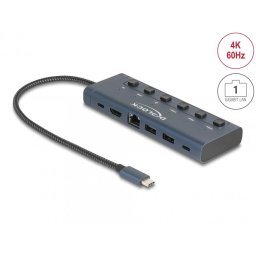Docking Station USB type C la HDMI 4K60Hz / 2 x USB-A / 1 x USB-C / Gigabit LAN / PD 3.0 90W, Delock 92000