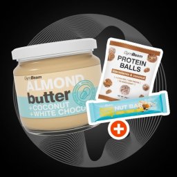 GymBeam Unt de migdale cu nucă de cocos și ciocolată albă 8 x 340 g