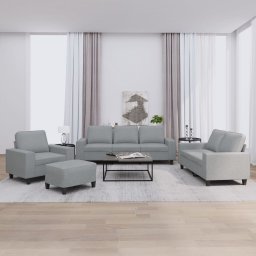 Set de canapele, 4 piese, gri deschis, material textil GartenMobel Dekor