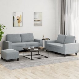 Set de canapele, 3 piese, gri deschis, textil GartenMobel Dekor