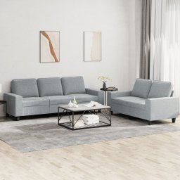Set de canapele, 2 piese, gri deschis, material textil GartenMobel Dekor