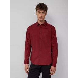 s.Oliver Camasa barbati, Slim fit cu model si guler Kent, Rosu inchis (SELECTATI MARIMEA: S)