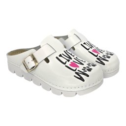 Saboti piele naturala Dr.Feet 1100 alb - Live Love Woof