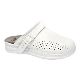 Saboti piele naturala Dr.Feet 5046 alb - talonet detasabil