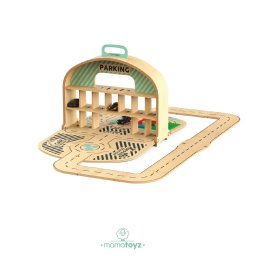 Parcare portabila de masinute din lemn, mamatoyz