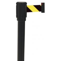 Stalp de ingradire cu banda Manutan, 5 m, negru/galben