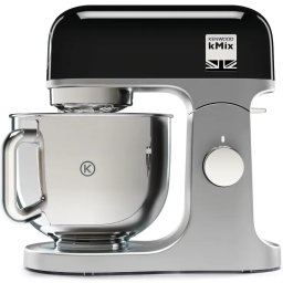 Mixer cu bol Kenwood kMiX KMX750BK, 1000 W, vas inox 5L, 6 trepte viteza, 3 accesorii patiserie, negru-argintiu