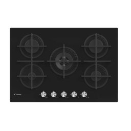Plita incorporabila pe gaz Candy CVG74WPB, 5 zone de gatit, negru