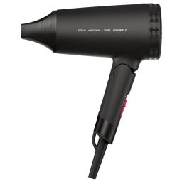 Uscator de par Rowenta x Karl Lagerfeld Express Style CV184LF0, 1600 W, 2 trepte de temperatura/viteza, invelis Keratin & Glow, tehnologia Effiwatts, jet de aer rece, pliabil, concentrator, Negru
