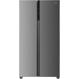 Side by side Heinner HSBS-HM532NFXE++, Capacitate 532 l, Clasa E, Full No Frost, Display LED Touch, Alarma usa deschisa, Inaltime 177 cm, Argintiu-Inox