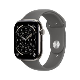 Apple Watch S11 Cellular 42mm Natural Titanium Case with Stone Grey Sport Band - S/M