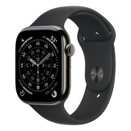 Apple Watch S11 Cellular 46mm Slate Titanium Case with Black Sport Band - S/M