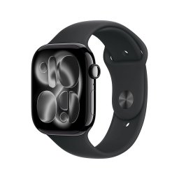 Apple Watch S11 Cellular 42mm Jet Black Aluminium Case with Black Sport Band - S/M