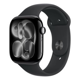 Apple Watch S11 Cellular 46mm Jet Black Aluminium Case with Black Sport Band - S/M