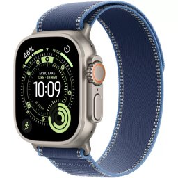 Smartwatch Apple Watch Ultra 3 GPS + Cellular, 49mm, Carcasa Natural Titanium, Bratara Blue/Bright Blue Trail Loop - S/M