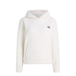 KARL LAGERFELD Futer Ikon Patch Teddy Hoodie A4W20047 b09 cannoli cream