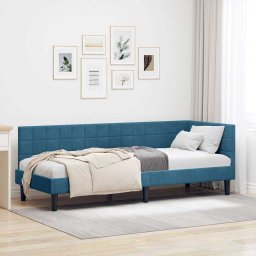 Cadru de pat coltar cu headboard albastru 80 x 200 cm Catifea GartenMobel Dekor