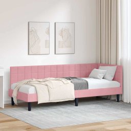 Cadru de pat coltar cu headboard Roz 80 x 200 cm Catifea GartenMobel Dekor