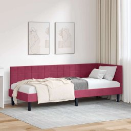 Cadru de pat coltar cu headboard bordo 80 x 200 cm Catifea GartenMobel Dekor
